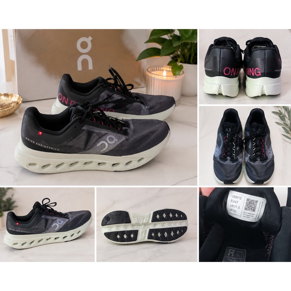 On Cloudsurfer Next Mens Running Shoes Black Grey Pink 3ME10010106 Size 12 US